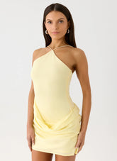 Keanu Cupro Mini Dress - Yellow